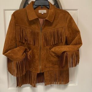 C & V Faux Suede Fringe Jacket(Like New)